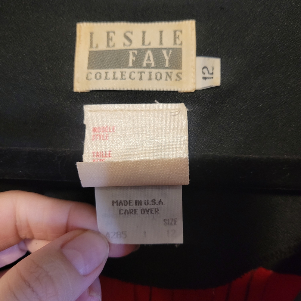 Vintage Leslie Fay Red & Black Pinstripe Dress Coat 12 USA - Picture 6 of 8